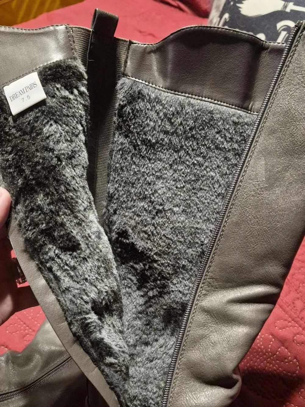 Dream Pairs Over-the-Knee Gray Buckle Riding Boots